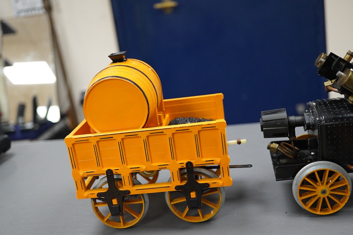 A boxed Hornby Railways 3.5 inch live steam Stephensons Rocket pack, comprising a two cylinder gas fired 0-2-2 Rocket and a quantity of plastic track sections